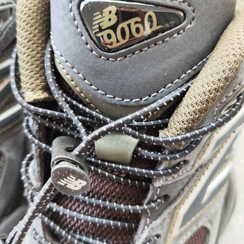 New Balance Men's Gray and Brown/Olive Athletic Sneakers - Picture 3 of 6